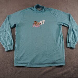 Teddy Fresh Shirt Women Medium Teal Blue Long Sleeve Mock Neck Scooter